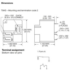 T9AS1D22-12 Relay 30A 4-Pin PCB or Panel Mount for HVAC Power Supplies