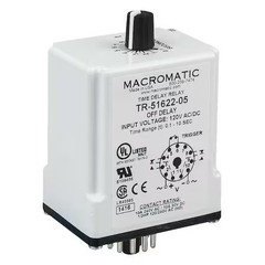 Macromatic Tr-51622-05 Single Function Time Delay Relay, Octal, Off Delay, 1