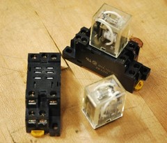 Omron PTF08A-E Din Mount Relay Base with Omron LY2 Relay 24v Coil, Lot of 2