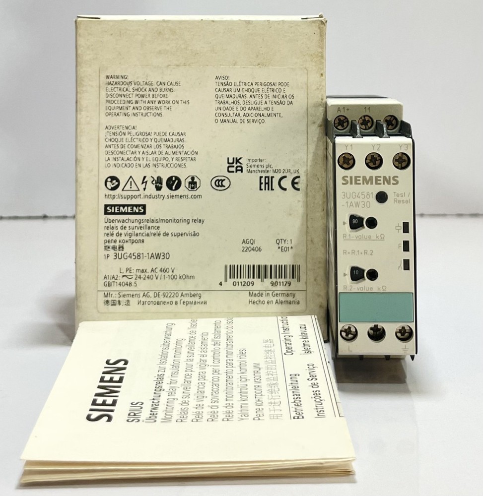 SIEMENS 3UG4581-1AW30 INSULATIO MONITORING RELAY 24-240V AC/DC FREE SHIPPING