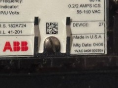ABB Voltage Relay Style 1875506 A / Type CV-1 / 120V / 0.2/2 Amp .