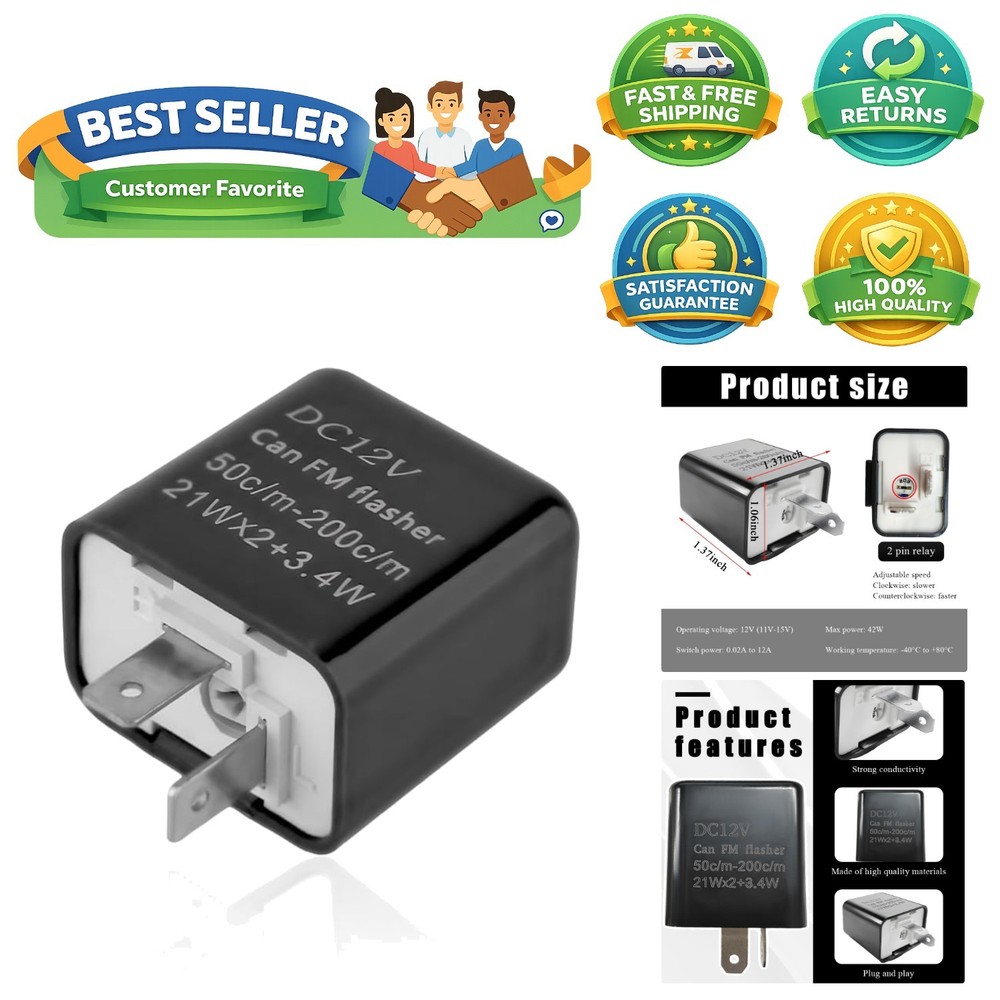 Dual-Purpose 12V Flasher Relay for Cars & Motorcycles – Adjustable Speed Control