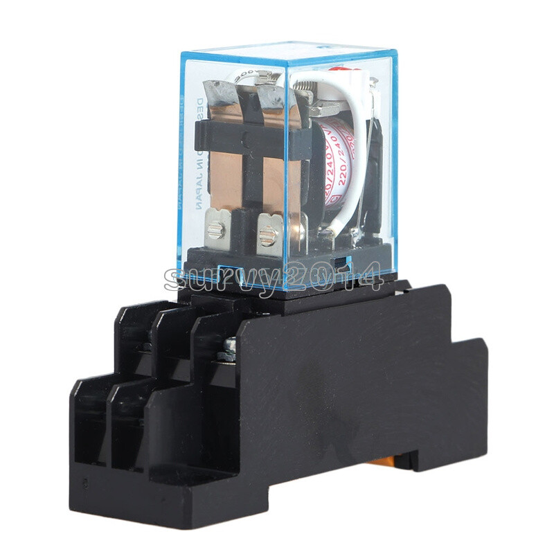 220V 10A Coil Power Relay DPDT LY2NJ HH62P HHC68A-2Z With 8 Pin Socket Base