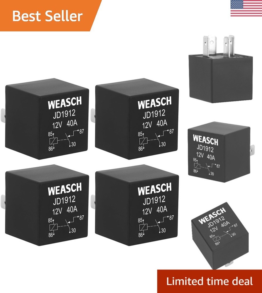 12V Waterproof Relay 4 Pack – 40A Automotive Switches for Truck and Motorcycle