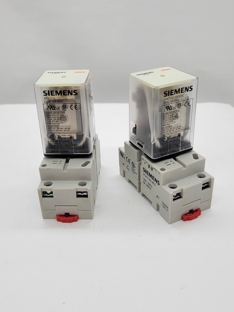 2PC 3XT7112-1DC03C Relay w Socket Base 10A 277V 8Pin 24V Coil 3TX7144-4E2