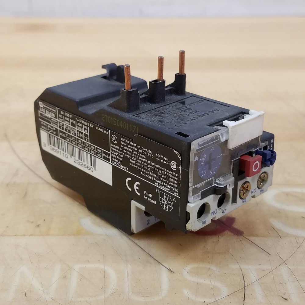 Telemecanique LR2 D13X6 Overload Relay, 1.25 – 2 Amp, 600V, 3 Phase – USED
