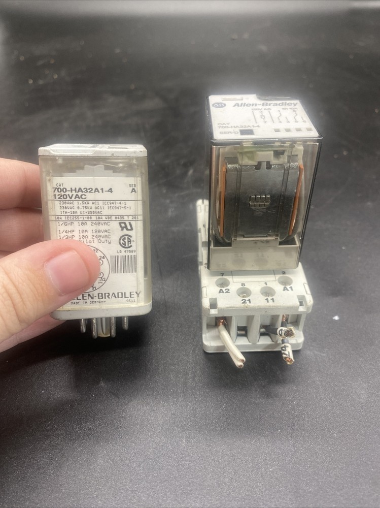 Lot Of 2 Allen-Bradley Relays. 1 With Base, 1 Without Base. 700-HA32A1-4.