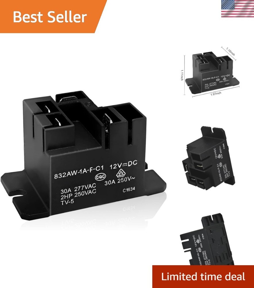 VDE Certified 12VDC 30A Relay with Quick Connect Terminals – High Performance