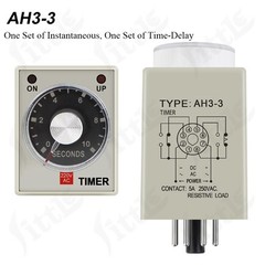 AH3-3 Power On Delay Timer Time Relay 1S~60M DPDT 8 Pins AC 110V 220V 380V