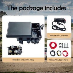 12V 500A Winch Solenoid Contactor Relay Kit w/ Box & Hand Corded & 4 Pre-Wires