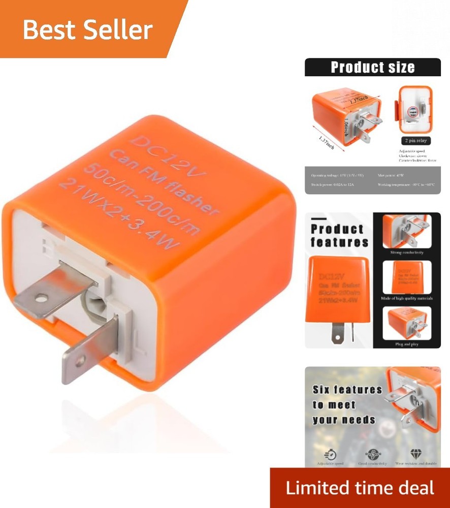 Reliable 12V 2-Pin LED Flasher Relay – Fix Hyper Flashes & Turn Signal Issues