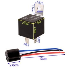 JD1912 Car Relay Harness 12V 40A 4 Pin SPST 12AWG Sockets with 5pcs