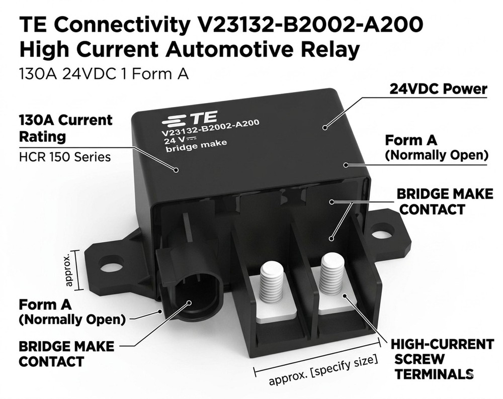 TE Connectivity V23132-B2002-A200 High Current Automotive Relay 130A 24VDC RH