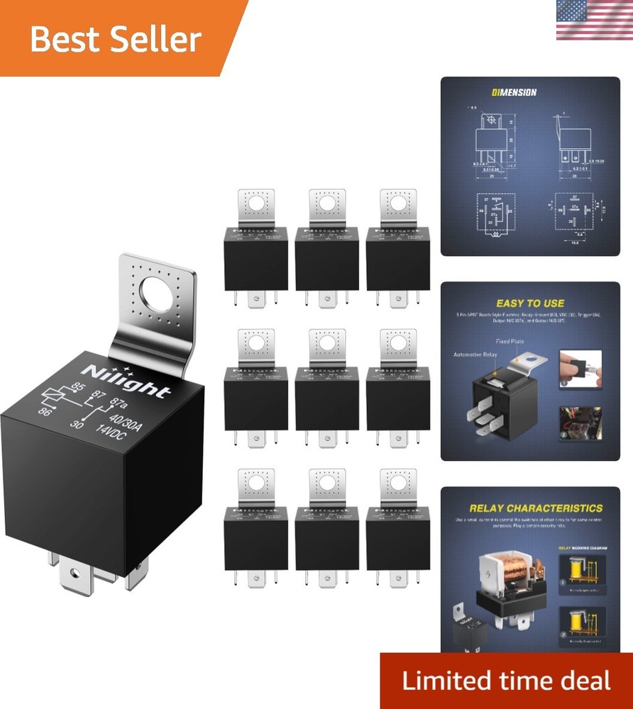 Automatic Operation 10 Pack 12V SPDT 5PIN Relays – Perfect for Trucks and Boats