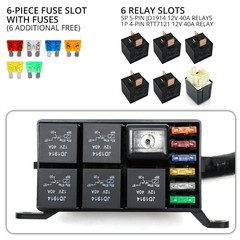 12V Relay Fuse Box Block, Pre Wired Relay Box, with 6 (5 * 5Pin, 1 * 4Pin) Relay