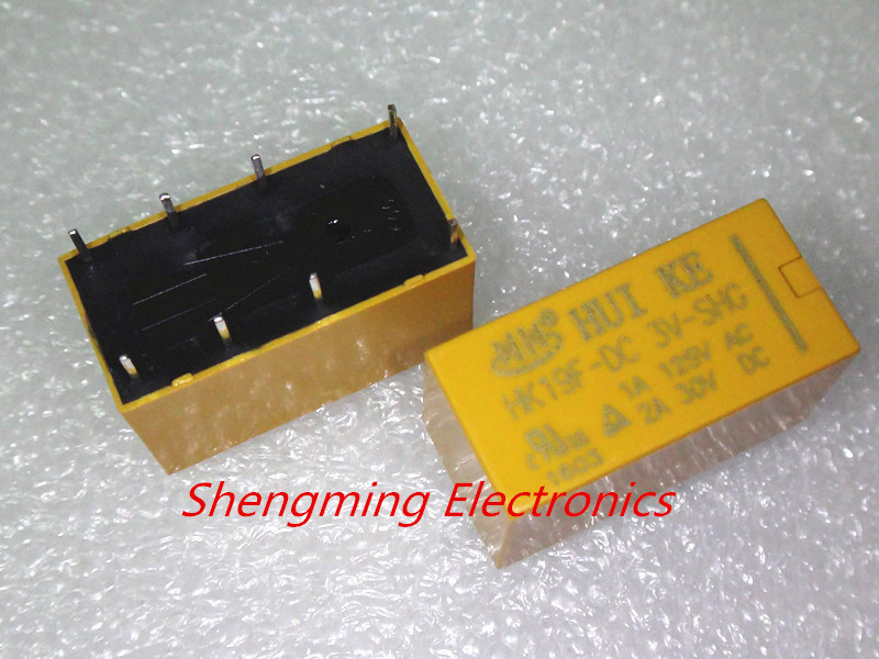 10PCS HK19F-DC 3V-SHG DC 3V Coil DPDT 8Pins 2NO 2NC PCB Mini Power Relay