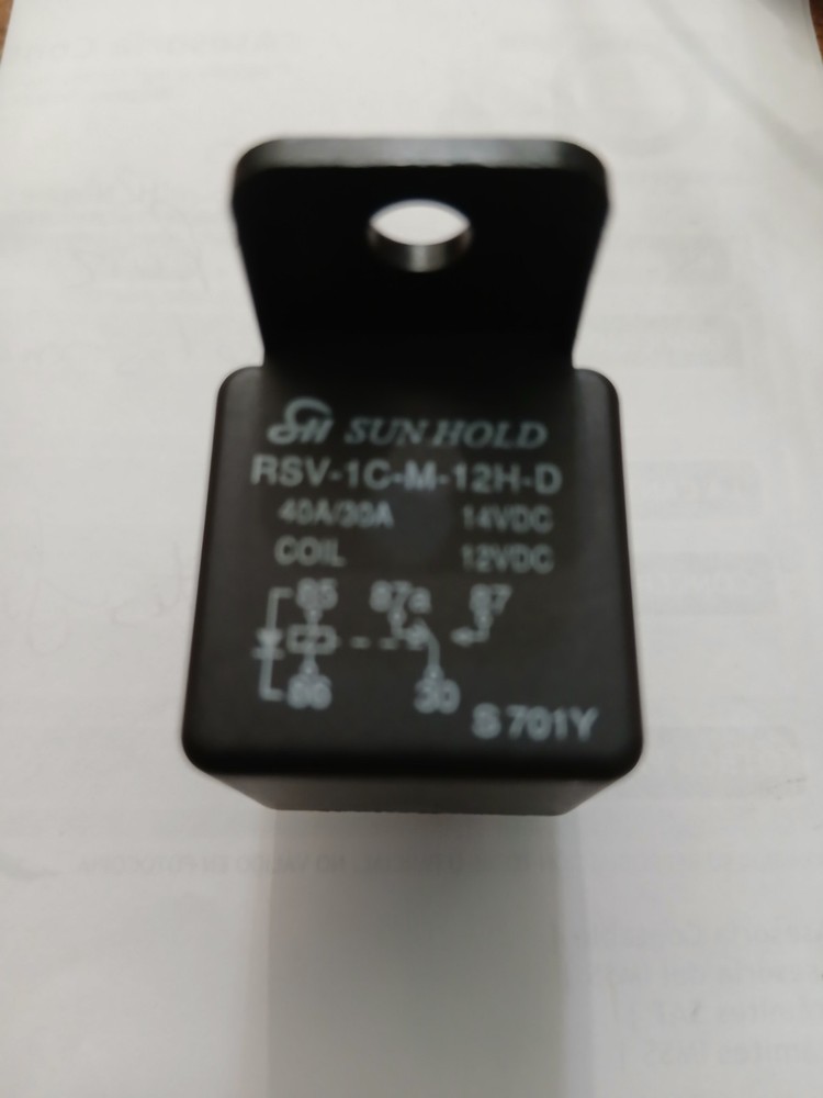 SUN HOLD RSV-1C-M-12H-D, COIL 12VDC, 40A/30A 14VDC Automotive Relay.