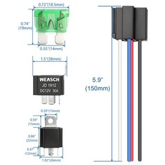 10 Pack Fuse Relay Switch Kit, 12V 30A, 4 Pin SPST, 30A Switch Harness Set, A…