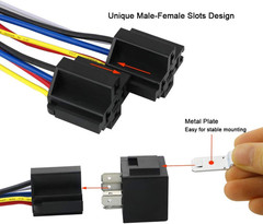 2 Pieces 5 Pin Car Relay, 12V 40A SPDT Automotive Relay with Harness Socket and