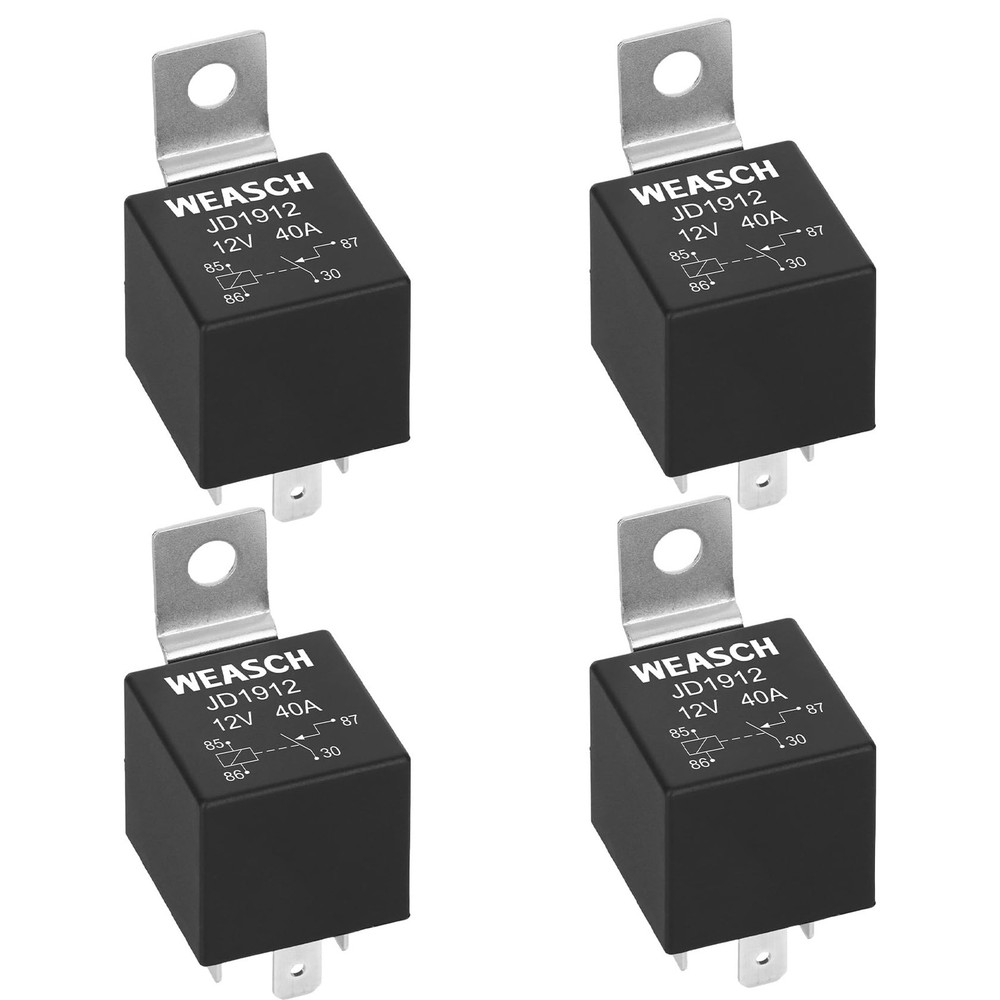 Weasch 4 Pack JD1912 Car Relay, 12V 40A, 4 Pins SPST, Automotive Switches and…