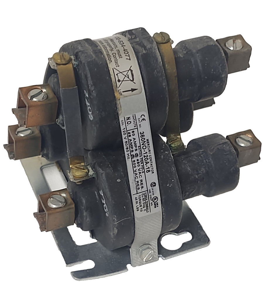 🔥 MDI 360NO-120A-18 Mercury Contactor Displacement Relay 120VAC Coil 3 Pole 60A