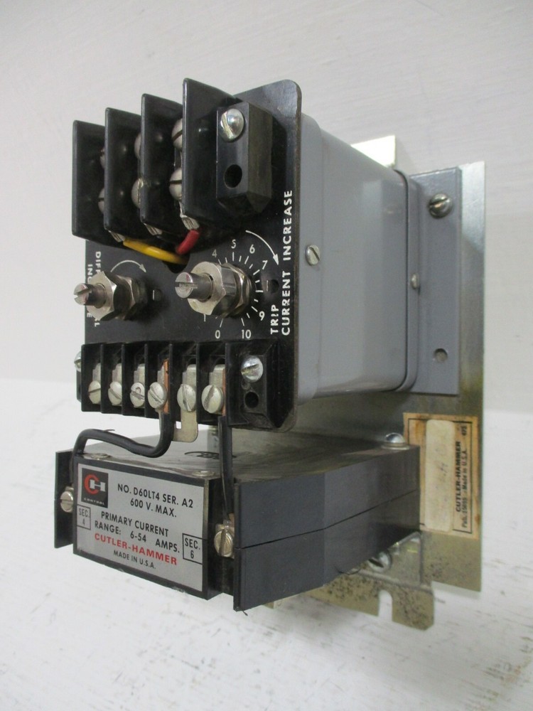 Cutler Hammer D60LA Adjustable Current Relay D60LT4 Current Transformer 6-54A A
