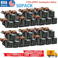 50PCS 5Pin Car Automotive SPDT Relay Switch Harness Socket Waterproof 40A 12V DC