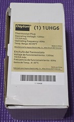Dayton Thermostat Plug Model: 1UHG6 Temp. Range: 40-95⁰F 120VAC 15(3)A Max
