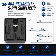 4 Pack 12V 40A Automotive Marine Electrical Relay Switches Compatible With Ca…
