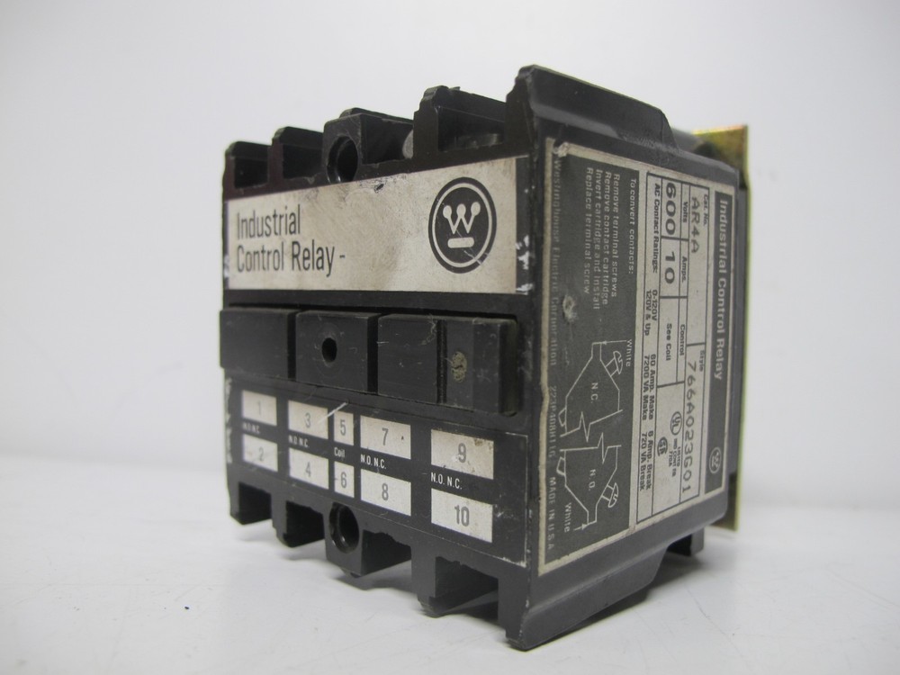 Westinghouse Industrial Control Relay 766A023G01 AR4A 600 V 10 Amp 120 V Coil