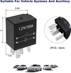 4 PCS 30A , 5 Pin 12 V Multi-Purpose Relays, Waterproof Heavy Duty Auto Relay…