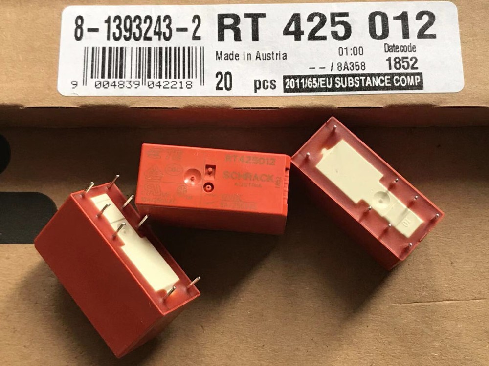 5Pcs TYCO RT425012 12VDC Power Relay 8A 250VAC 2 Form C (DPDT-NO, NC) 8Pin