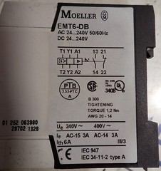 Moeller Power Relay EMT6-DB 50-60Hz 240V AC/DC w/Auto/Manual Reset