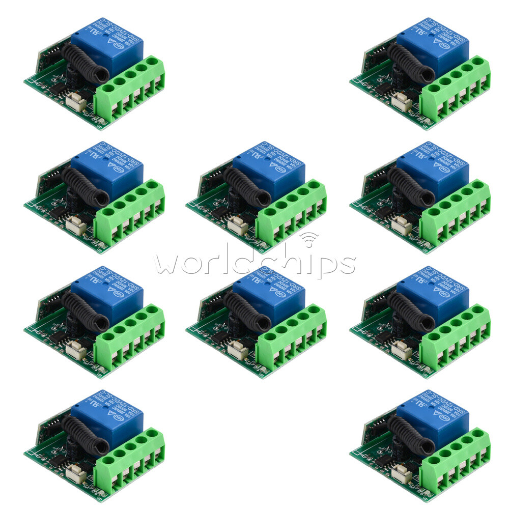 10PCS 1CH 433MHZ DC12V 10A Wireless Relay RF Remote Control Switch Receiver New