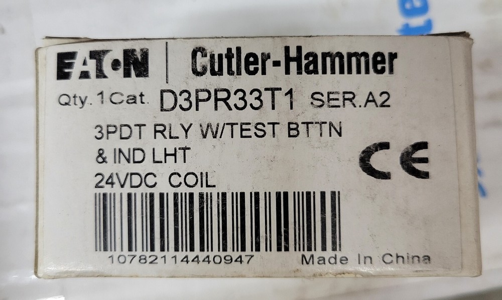 Eaton D3PR33T1 3PDT General Purpose Relay 24VDC 10A 11 Male Pin 1/3HP HACR Rated