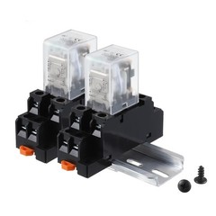 DC 12V Electromagnetic Power Relay DPDT 10A with Base and DIN Rail