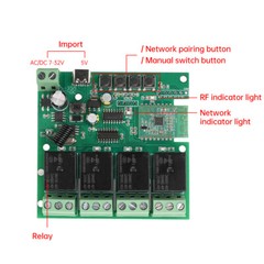 4 Channel Relay Switch Module 433MHZ RF APP Wireless Remote Control For eWeLink