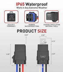5 Pack 5-Pin Waterproof Relay Kit 40/30 AMP 12V Relay Switch with Harness Heavy