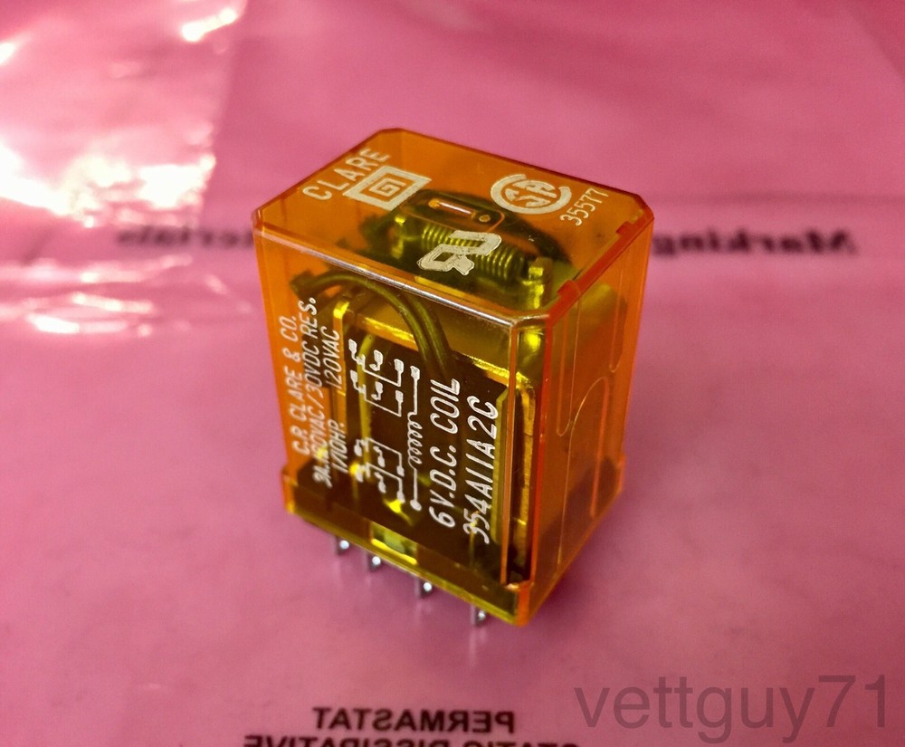 CP Clare 354A11A2C 6VDC 4PDT Relay, 3A 120VAC, 30VDC, 1/10hp (SPDT x4), 5VDC