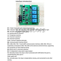 DC 7V-24V Modbus RTU 4Channel Relay Switch Module RS232/TTL UART Interface-