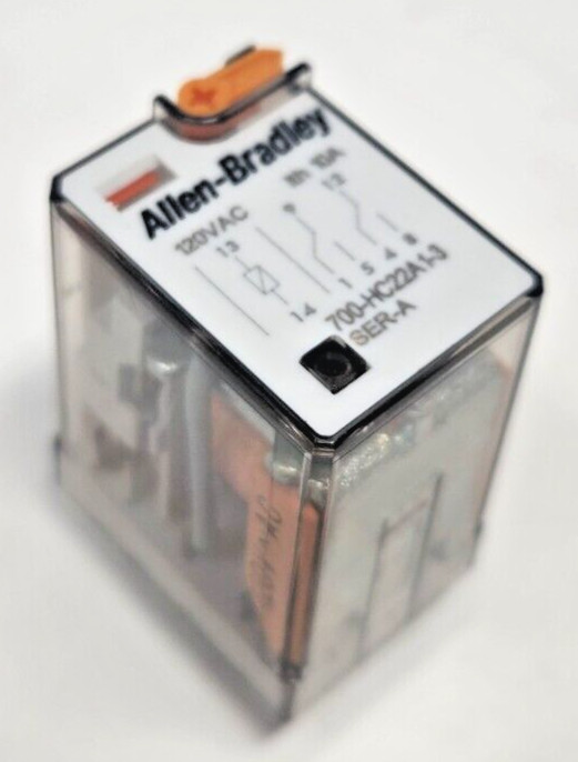 Allen-Bradley Ice Cube Relay w/ Blade Terminal , DPDT, 10A, Cat # 700-HC22A1-3-4