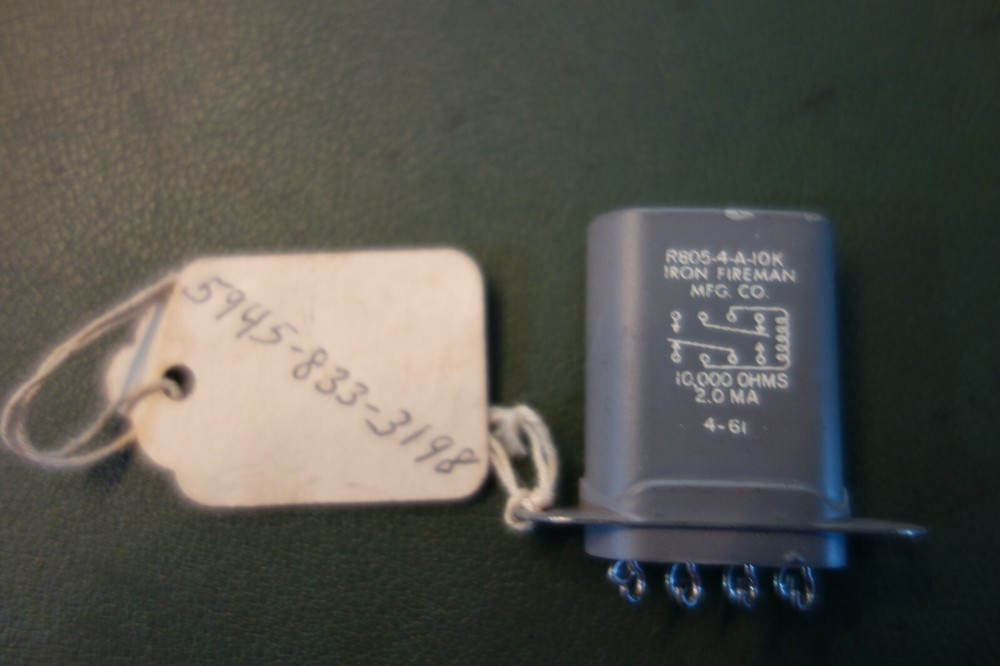 Iron Fireman R805-4-A-10K Sensitive 10,000 ohm 2MA Hermetically Sealed Relay