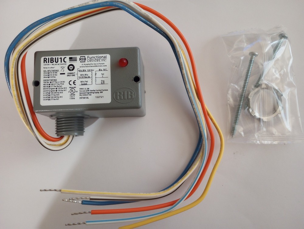 RIB Building Automation, Wired Relay, Model# RIBU1C,10-30VAC/DC, 120VAC,10A,SPDT