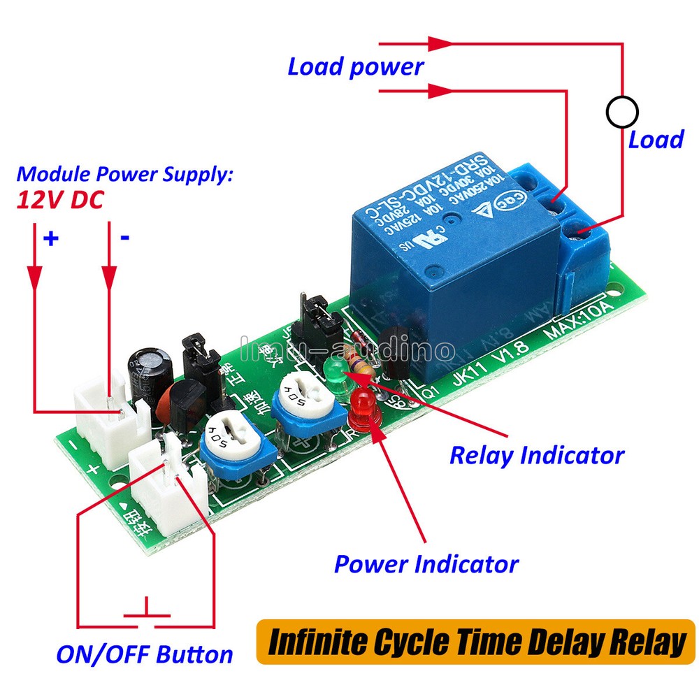DC 12V Infinite Cycle Delay Timer Timing Switch 60min Relay ON OFF Loop Module