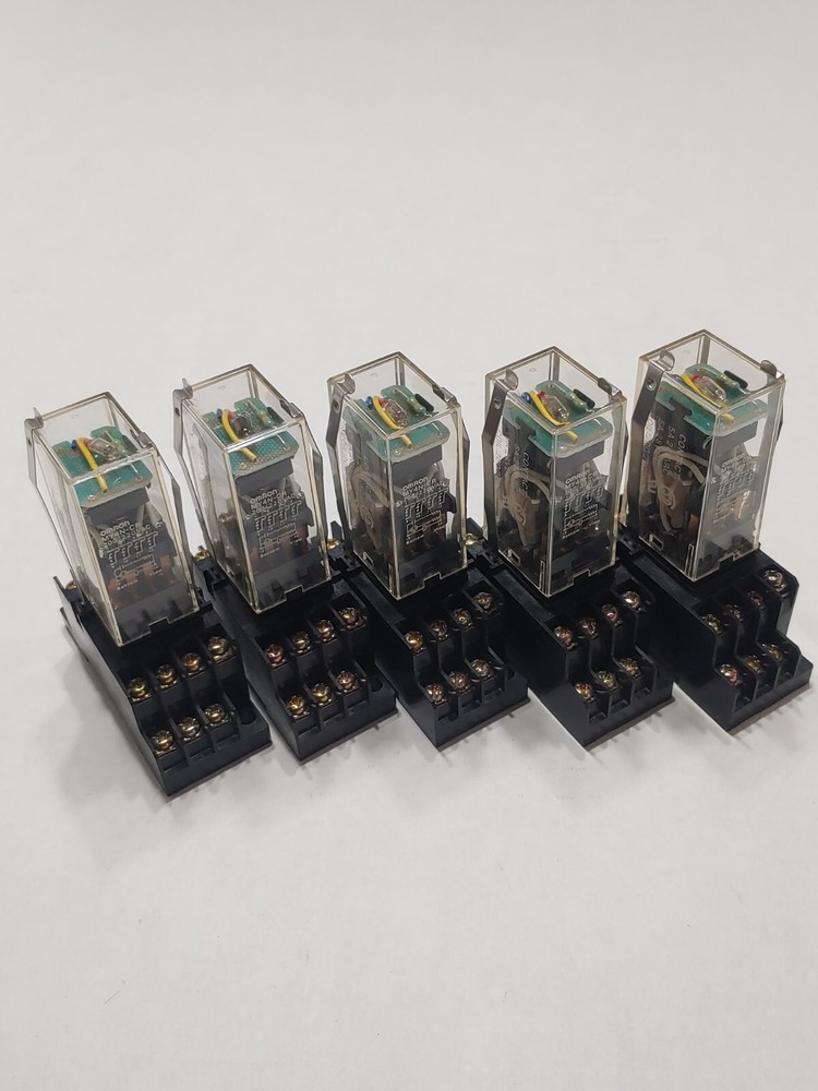 Lot of 5 Omron MY4N-CR Relay 200/220VAC Relay 5A 14-PIN With Base PYF14A