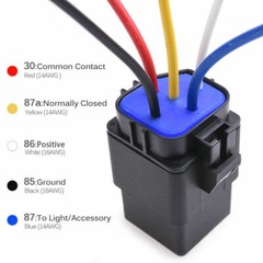 5PCS Waterproof Automotive Relays 12V 5-PIN SPDT Relays Switch Harness Kit 14AWG