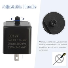2PCS 12V LED Flasher Relay 2 Pin,Adjustable Turn Signal Relay for Repairing Moto