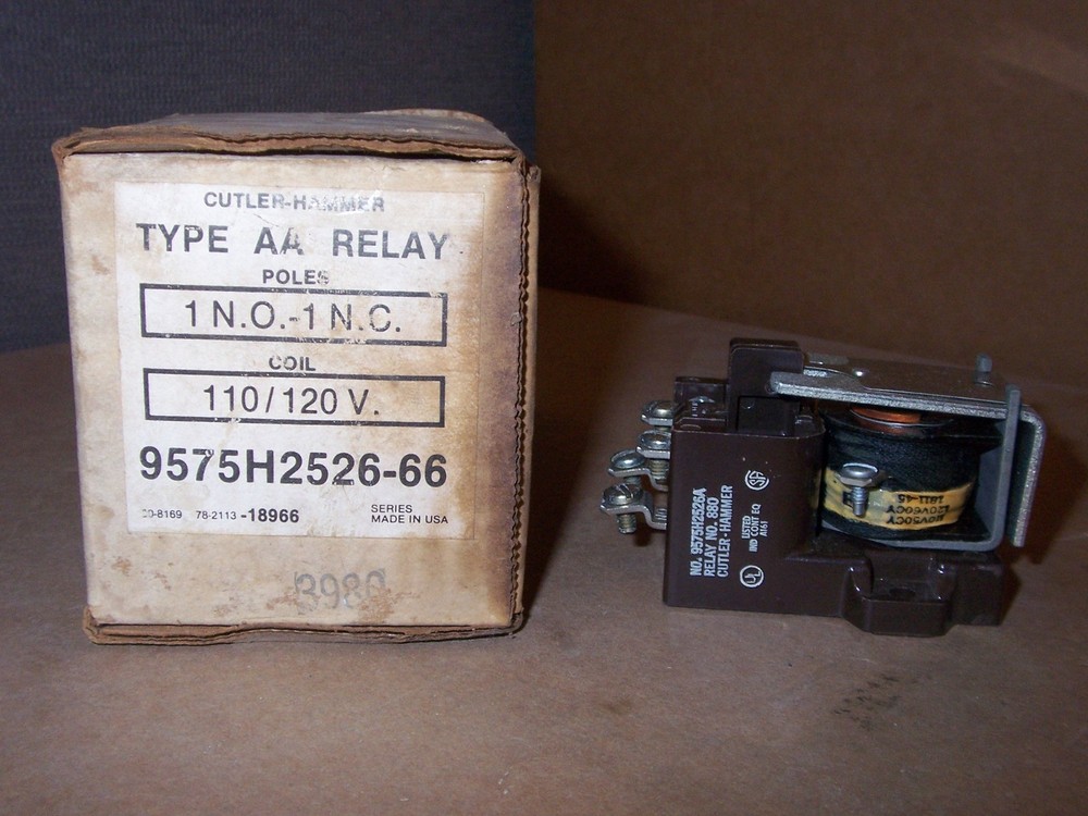 NEW CUTLER HAMMER 9575H2526-66 TYPE AA RELAY POLES 1 N.O.- 1 N.C. COIL 110/120V