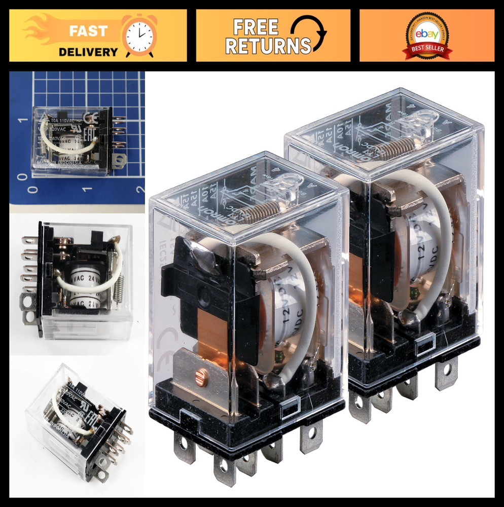 Pack of 2 General Purpose Relays – 24VAC, 53.8mA at 50Hz, 46mA at 60Hz