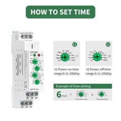 10A Asymmetric Cycle On/Off Repeat Timer Relay DIN Rail AC DC 24V240V